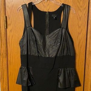 Black faux leather panel dress